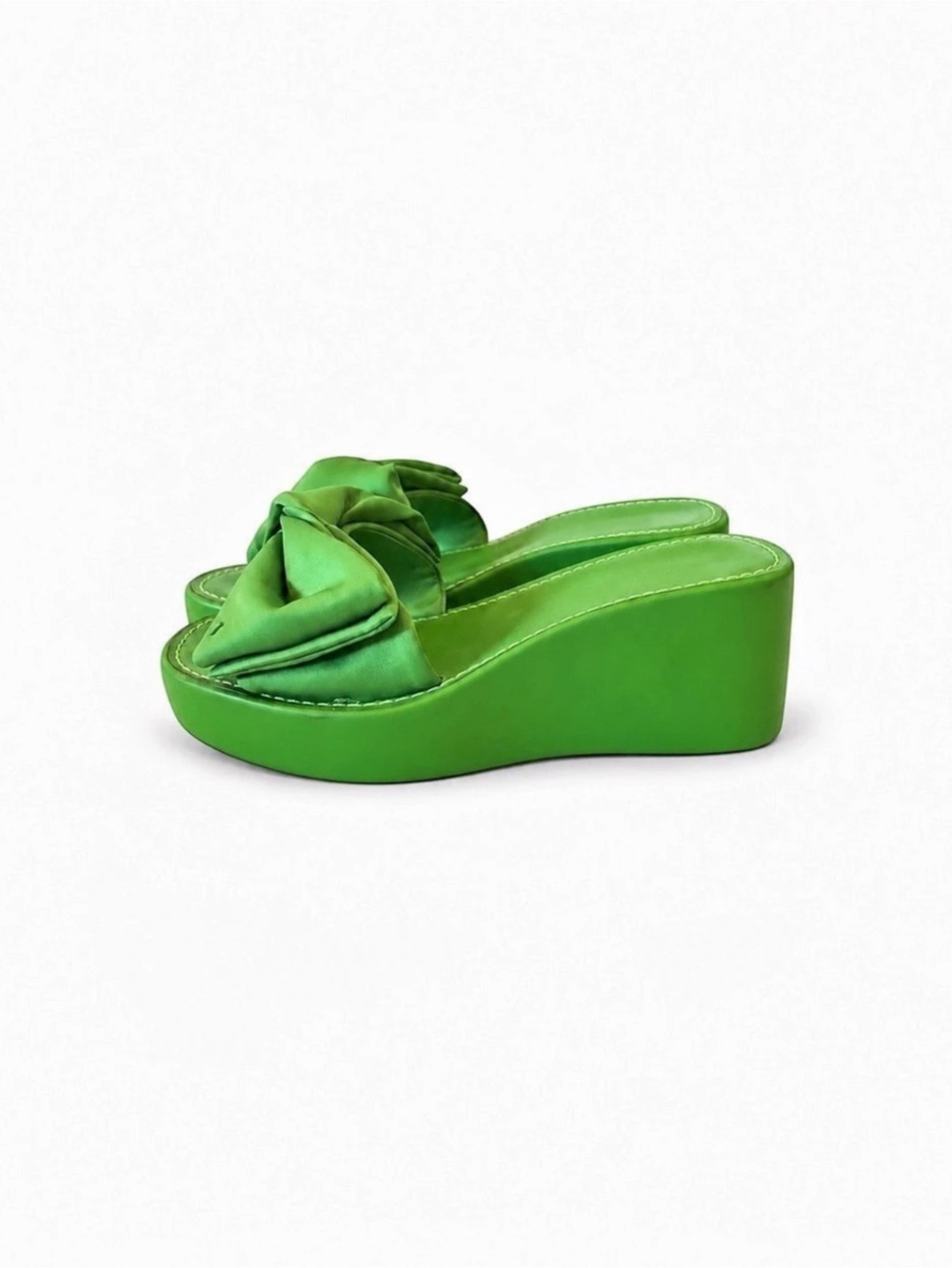 Kate Spade Green Bow Wedge Sandals Like New